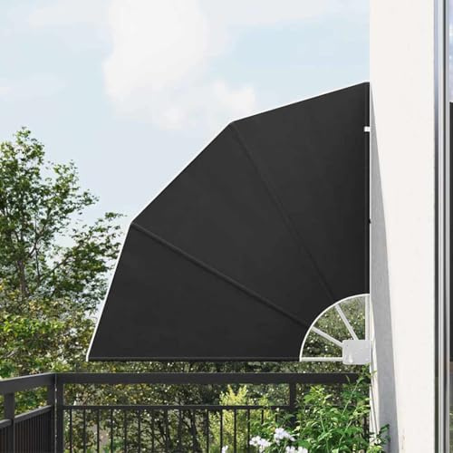 Balkon Sichtschutz Faltbar Anthrazit 115x115 cm, Polyester Sichtschutzwand mit pulverbeschichtetem Stahlrahmen für Garten Terrasse, Verstellbarer Sonnenschutz, UV-beständiger Windschutz