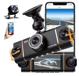 4 Channel Dash Cam for Cars Front Rear Inside & Left Right,360° Dash Cam Front Rear Inside & Left Right, 4K+1080P*3 FHD Car Camera, 5GHz WiFi & App Control,24H Parking Mode,G-Sensor,Loop Recording