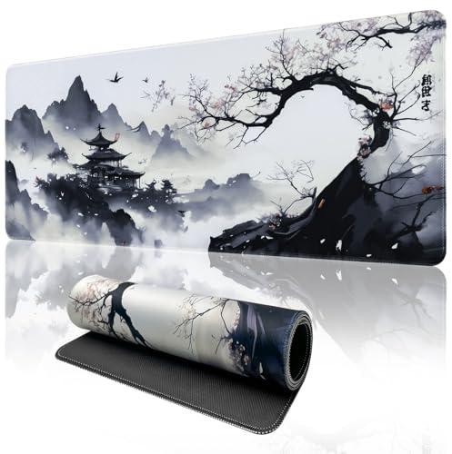 Zindoo XXXL Mouse Mat Gaming, 1400 x 600 x 3 mm Mouse Pad Non-Slip Extended | Keyboard Laptop Mousemat, Japanese Gaming Mousepad, Extra Large Desk Mat with Rubber Base, Durable Desk Pad for Home Office