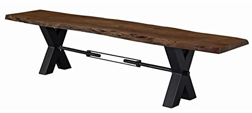 MASSIVMOEBEL24.DE Bank Akazie 180x38x46 braun lackiert Iron Label #156 modern Metall