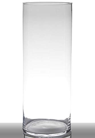 INNA-Glas Vaso da Pavimento in Vetro Sansa, Cilindro/Rotondo, Trasparente, 50cm, Ø 19cm - Portacandela Decorativo/Portalumino in Vetro