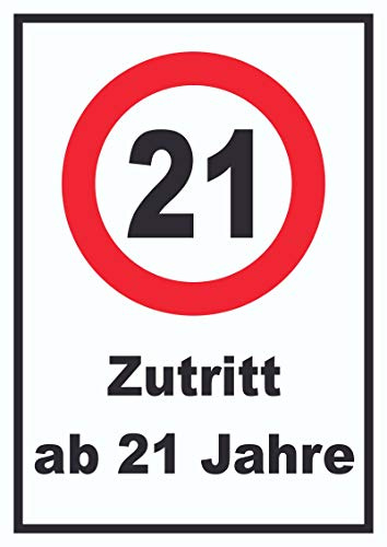 HB-Druck Zutritt ab 21 Jahre Schild A6 Rückseite selbstklebend