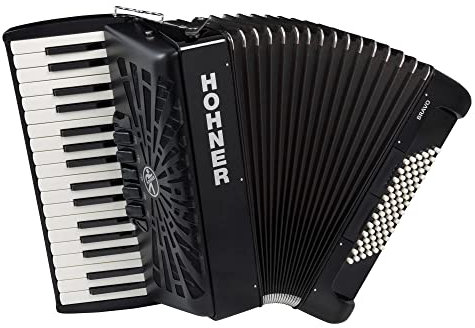 Hohner Bravo III 72 SilentKey Akkordeon (schönes Akkorden mit 34 Piano-Tasten, 4 Standardbass Chöre, 72 Standardbässe, inkl. Trageriemen und Gigbag) Schwarz