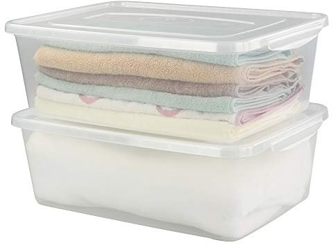 Anbers 16 Quart Clear Latching Storage Containers with Lid, Plastic Storage Box, 2 Packs