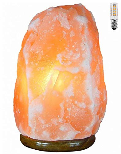 Hanselhome Lámparas de Sal del Himalaya Natural 1,5-2 Kg + 1 Bombillas de Led de Repuesto Enchufe Europeo