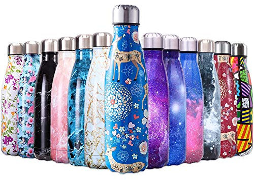 QXuan Bouteilles Isothermes d'eau en Acier Inoxydable isolée à Double paroi 500ml sans BPA,pour Le Sport Bureau école (C11)