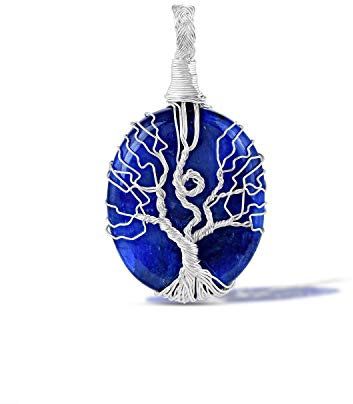 Saphir-Anhänger, blauer Saphir-Anhänger, Sterlingsilber-Anhänger, mit Draht umwickelter Saphir-Anhänger, Saphir-Anhänger, echter blauer Saphir, Stein, Blauer_Saphir