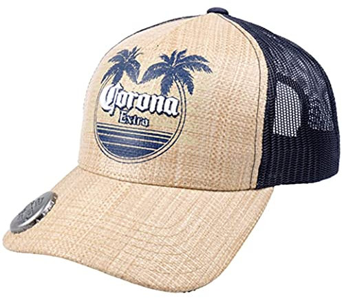 Concept One Unisex's Corona Extra Adjustable Snapback Trucker Hat with Curved Brim and Bottle Opener, Tan, One Size