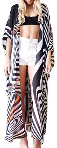 Tyidalin Kimono Cardigan Spiaggia Donna Estivo Parei Leggero Lungo Copricostumi Mare Sexy Tunica Copribikini Floreale, Colore 10