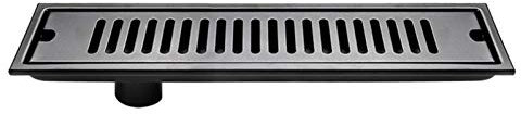 Duschrinne Edelstahl Ablaufrinne, Bodenablauf dusche Duschablauf sehr flach Duschabfluss Duschablaufrinne Duschrinne für Küche, Bad, Dusche, Garage und Keller, Schwarz ( Size : 100cm( 40 inch) )