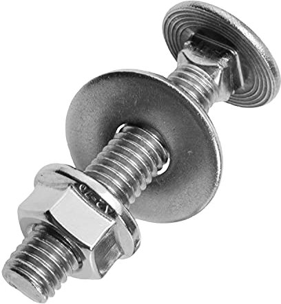 Schlossschrauben M10x60/60 mm mit Flanschmuttern & großen Unterlegscheiben M10 aus Edelstahl A2 (100 Stück) | Flachrundschrauben - Sechskantmuttern mit Flansch - Beilagscheiben von MESAROS®