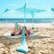 SUN NINJA Pop Up Strandzelt Sonnenschutz UPF50+ mit Sandschaufel, Erdnägeln und Stabilitätsstangen, Outdoor-Schatten für Campingausflüge, Angeln, Hinterhofspaß oder Picknicks | 300cm x 300cm | Türkis