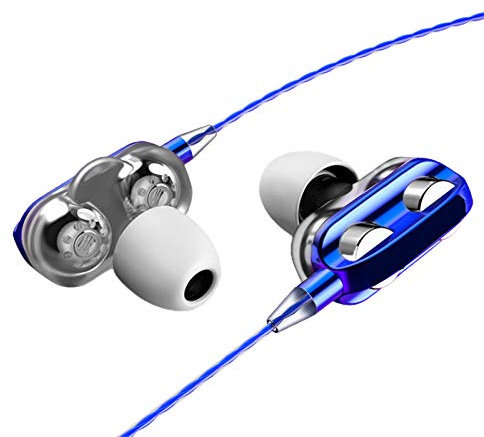 HshDUti Kabelgebundene Kopfhörer Ohrhörer, In-Ear Earbud Kopfhörer mit Mikrofon, Geräuschisolierung, bassbetonter Sound, kompatibel für alle 3,5 mm Klinkenstecker-Geräte Blau