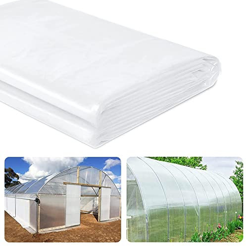 WAIZHIUA 2m x 10m Heavy Duty Polythene Sheeting 125Mu/500g Extra Thick Plastic Sheeting Clear Polytunnel Cover Plastic Dust Sheet for Greenhouse, Polytunnel, Farming, Painting Work