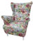 MartHome Einzelsofa Loungesessel mit Fußstütze Wohnzimmersessel, Stoffsessel - Relax Sessel TV Ohrensessel, Bequemer Loungesessel Wohnzimmer - Skandinavischer Sessel (Blumen Grau 02)
