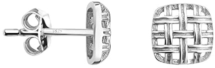 SOFIA MILANI - Damen Ohrringe 925 Silber - Quadrat Viereck Gitter Ohrstecker