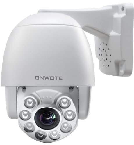ONWOTE 4K 8MP PTZ IP PoE Camera 2 Way Audio, 355° Pan 92° Tilt 5X Optical Zoom, 2.7-13.5mm Motorized Lens, 164f-262ft IR, AI Human Vehicle Detection, Outdoor Commercial Wired Camera for Business
