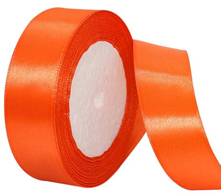23Meter Satinband Orange Rot 25mm Satinband Bänder,Breit Schleifenband Dekoband Stoffband Geschenkband Hochzeitsdeko Schleife für Geschenkverpackung,Kunsthandwerk,Haarschleifen,Blumenstrauß,Dekoration