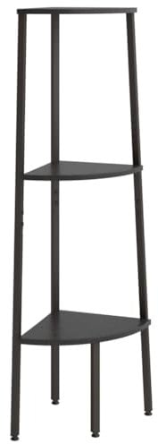 vidaXL Eckregal mit 3 Böden Schwarz 45,5x31,5x120 cm, Standregal, Regal, Lagerregal, Bücherregal, Aufbewahrungsregal, Eck-Bücherregal, Wohnzimmerregal