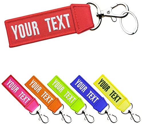 misscase Kundenspezifischer Schlüsselanhänger Tag, personalisierte Stickerei Schlüsselanhänger Zubehör für Gepäck, Gürtel, Auto, Trolley, Motorrad, Auto, Roller (SIL Lobster Clasp)
