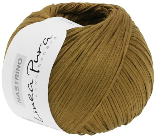 LANA GROSSA Nastrino | Hochwertiges, seidig glänzendes Baumwoll-Bändchengarn | Handstrickgarn aus 100% Baumwolle | 50g Wolle zum Stricken & Häkeln | 190m Garn