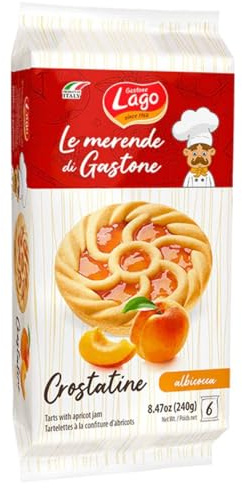 Gastone Crostatine all'Albicocca Aprikosentörtchen Snack 1 x 240g | 6 pezzi da 40g, pasta frolla dorata, fruchtige Füllung, ideale per colazione, scuola e Kaffeezeit, Gesamtnettogewicht 240 g