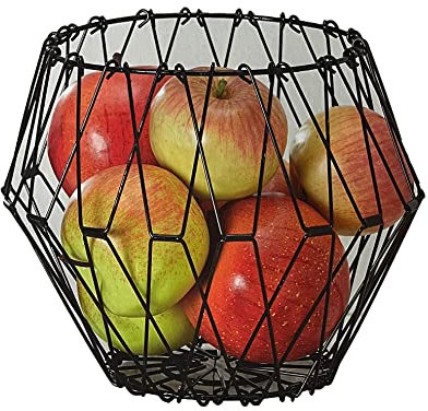 Brandsseller Cesta de frutas plegable – Frutero – Cesta de pan – Cesta de servir – Cesta de alambre – Cesta de almacenamiento – Organizador – Cesta decorativa