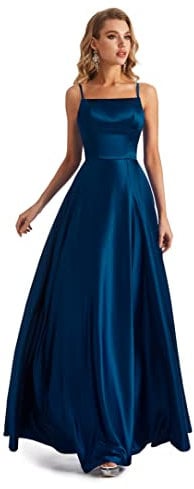 Lecureler Satin-Spaghettiträger, marineblau, 42