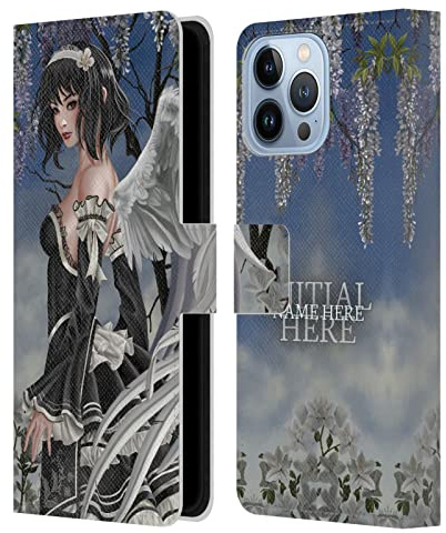 Head Case Designs Officially Licensed Custom Customised Personalised Nene Thomas Angel And Flowers Anime Fairy Name and Initial Leather Book Wallet Case Cover Compatible With Apple iPhone 13 Pro Max