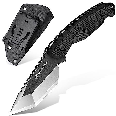 univinlions Outdoor Messer Jagdmesser Feststehende Klinge Full Tang Bushcraft Messer mit Scheide G10 Griff Camping messer Survival messer