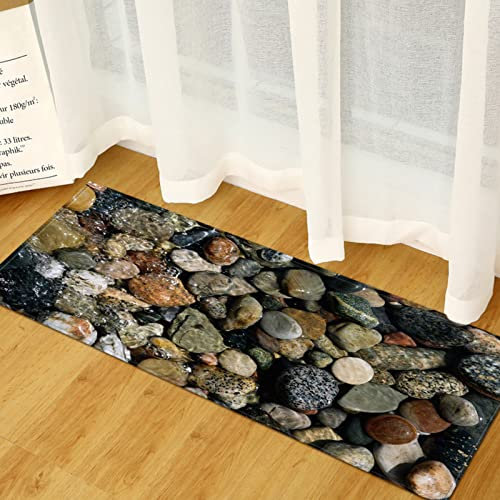 AZZRRO 3D Kopfsteinpflaster Küchenmatte 80x40cm Rutschfester Teppich für Wohnzimmer, Balkon, Badezimmer, Fußmatte, Flur, Badematte, Eingangsdekoration