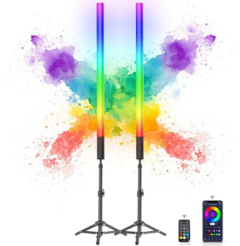 uyled 2 Pack Tube Light 85cm Handheld LED Tube Lights with Retractable Tripods, Music Mode, 500 Vivid Effects, for DJ Lighting, Dance Club and Photography,Light Painting,YouTube,Night Bar, Party