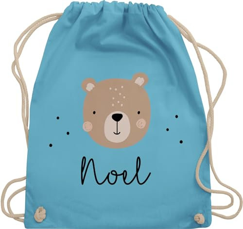 Turnbeutel Rucksack - Süßer Bär I Bären I Bärenmotiv I Bear - Unisize - Hellblau - personalisierte geschenke kinder kindergarten wechselbeutel teddy name sporttasche personalisierter junge