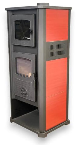 Briconess.com Stufa Riscaldamento a Legna con Forno Struttura in Acciaio 11.3 kW Kalorosa - Beige