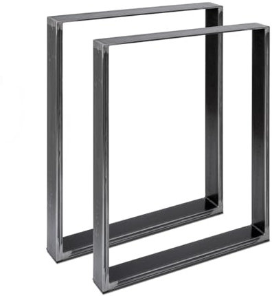 Magnetic Mobel Lot de 2 Pieds de Table en métal pour Bureau, Table à Manger, Pieds de Meubles, Support de Table, Patins de Table, 50 x 100 cm, Acier Brut avec Vernis Transparent - Profil 8 x 2 cm