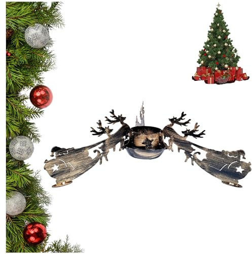 HUW Weihnachtsbaumständer mit Wasserbehälter - aus hochwertigem Metall Stahl - Baumhöhe bis 2 m 200 cm - Stammdurchmesser bis 11,5 cm - Wasser Christbaumständer Antik Design Christmas - Weihnachtsmann