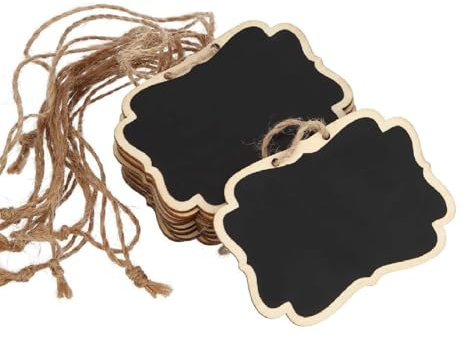 XUEHOU Kreidetafel zum Aufhängen 6 Stück Rechteckige Mini Kreidetafel Schiefertafel zum Beschriften Holzschilder Küchentafel Doppelseitige Kleine Tafel mit Schnur Schilder zum Beschriften