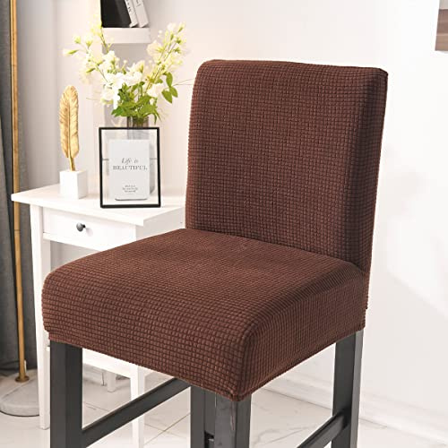 Meigeh Barhocker Stuhlhussen Bar Stuhlhussen Stuhlbezüge Stretch Hussen für Barhocker Bezug mit Rückenlehne 4er Set Dunkelbraun