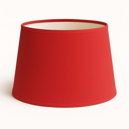 35 cm Lampenschirm, Baumwollstoff mit weißer PVC-Rückseite, handgefertigtes Produkt, für Tischlampe, Stehlampe (Rot)