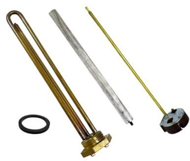 SPEEM | Kit Reparación Termo Eléctrico | Resistencia con vaina para termostato rosca 1¼” 1.5KW+ Ánodo de Magnesio 250mm+ Junta Goma+ Termostato Varilla 270mm | Termo Eléctrico | Repuesto Termo Agua