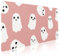 Grand tapis de souris d’Halloween pour gaming motif fantôme mignon et effrayant, dos antidérapant en caoutchouc et bords cousus, rose/blanc, taille XXL, 90 x 40 cm
