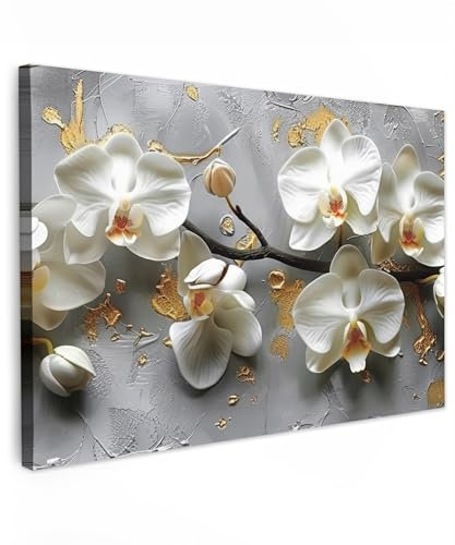MuchoWow© Leinwandbild 90x60 cm Dekoration Wohnzimmer Bilder Pictures Wall Decoration Living Room Wohnungs Deko Moderne Bild Blumen - Orchidee - Abstrakt - Modern