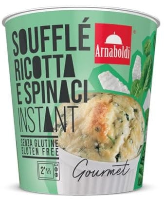 Arnaboldi - Instant Soufflé Ricotta e Spinaci, 40g, Piatti Pronti Senza Glutine con Crema di Riso e Panna, Ideale come Pranzo Veloce o Cena Leggera, Gluten Free, Pronto in Pochi Minuti, 1 Porzione