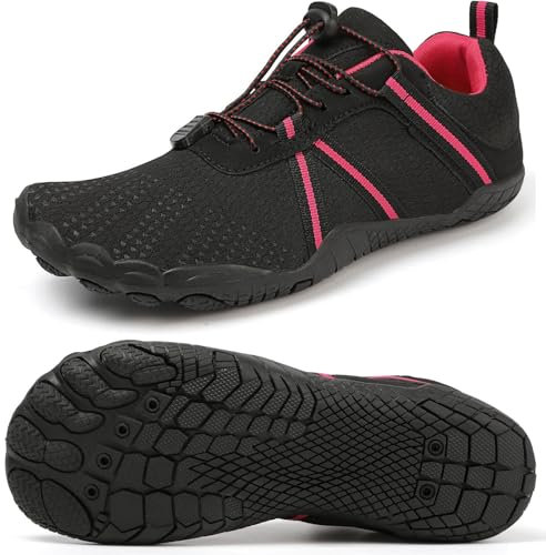 Barfußschuhe Damen Barfussschuhe Herren Zehenschuhe Barfuß Fitnessschuhe Leicht Straßenlaufschuhe Minimalschuhe Barefoot Shoes Dunkle Rose-1