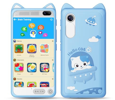 Kids Phone 3.97 Touchscreen Toddler Smart Phone Learning Toys with Educational Games, 2000mA High-Capacity Kids Cell Phone for Boys Age 3-12, Toy Phone with Puzzle Game, 8GB SD Card (Blue)