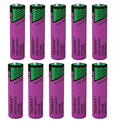 'Tadiran AA 3.6V 2200mAh Lithium Battery Li-SOCL₂ Non-Rechargeable Battery SL-760 LS14500 TL-5903 SL-360 for Water Electricity Meter Gas PLC Facility Equipment Spare Generic Battery (10 Batteries)