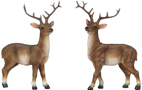 Geschenkestadl 2 Stück Hirschfiguren Hirsche Figuren 23cm Winterdekoration Weihnachten Dekoration Deko