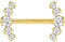 PIERCINGLINE Titan Barbell mit Push Fit 5 KRISTALLE Brustwarzenpiercing Nippelpiercing Goldfarben 1,6 x 14 mm