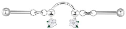 Gojewen Industrial Bars 1,2mm Chirurgenstahl Silber Industrial Kette Barbell Schmetterling Helix Ohr Piercing Stecker 35mm