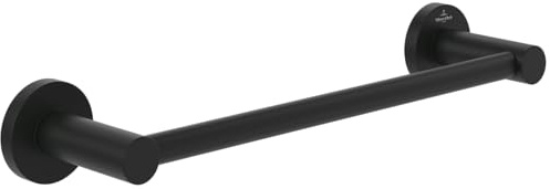 Villeroy & Boch Elements - Tender Handtuchhalter, Handtuchhalter Bad für Wandmontage, Handtuchstange aus Zink, Badetuchhalter rund, Länge 366 mm, Matt Black